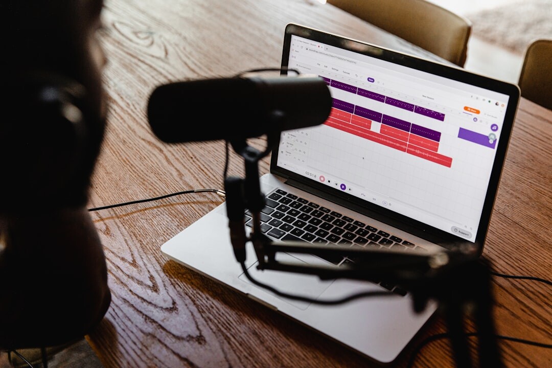 Journalist recording a podcast episode