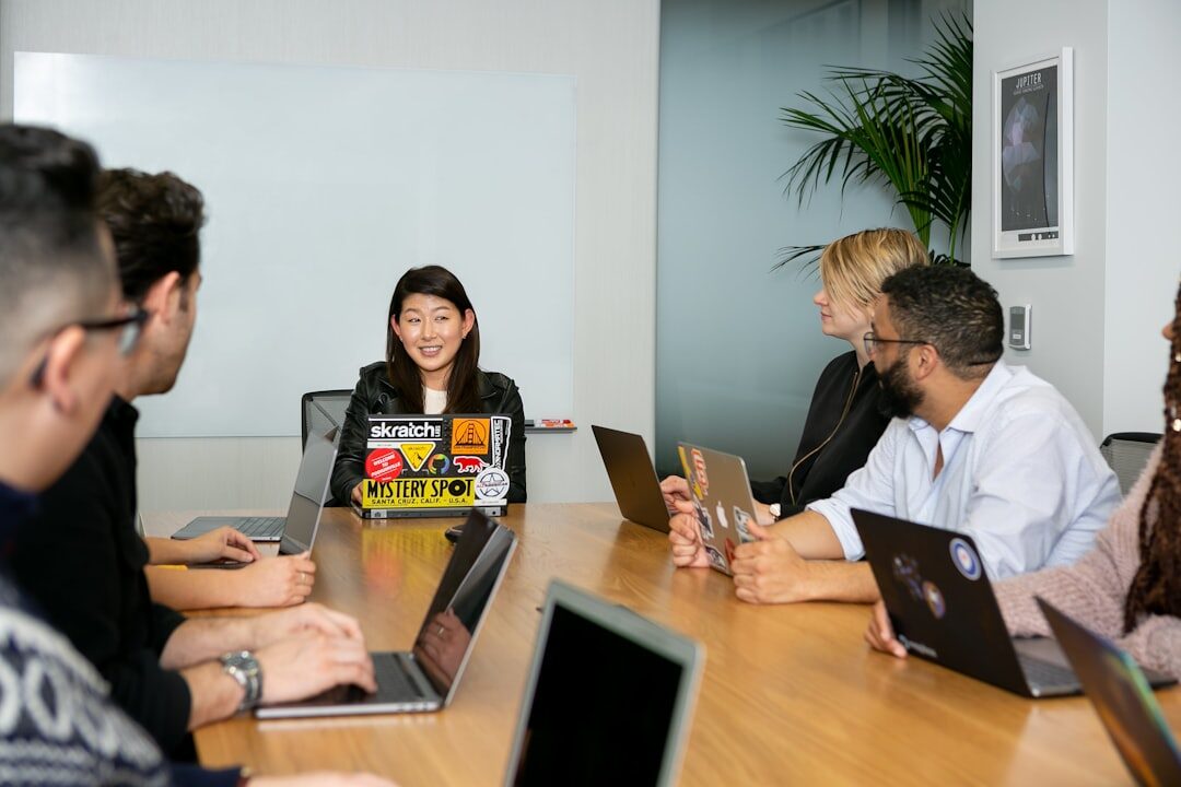 Diverse team collaborating on content strategy