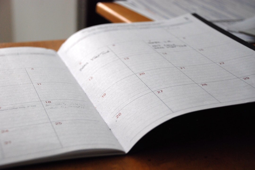 Editorial content calendar planning session on a desk